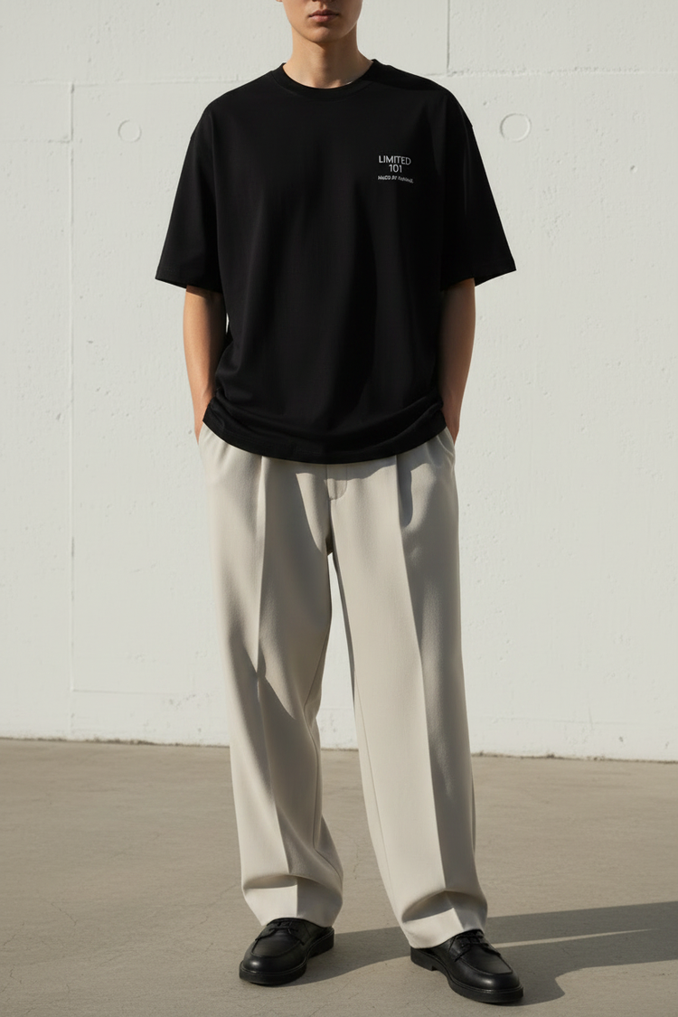 LIMITED 101 HUMAN TEE worn by model — editorial streetwear variation