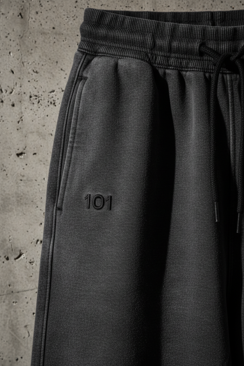 LIMITED 101 ORIGIN JOGGER fabric and embroidery detail