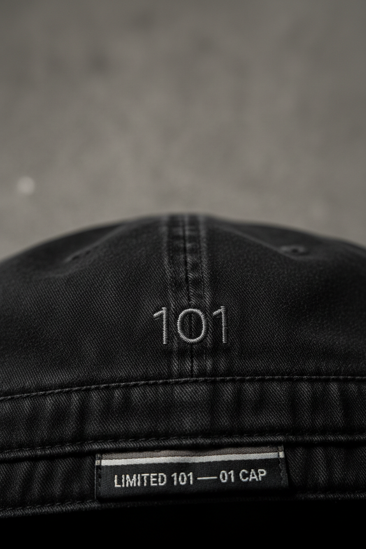 LIMITED 101 01 CAP embroidery close-up